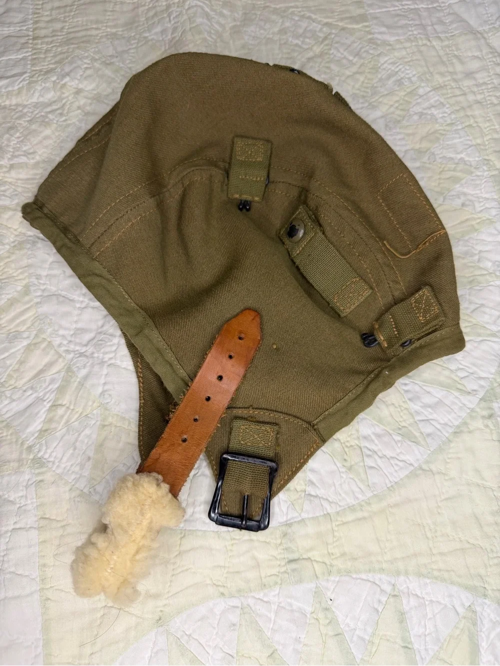 VTG WW2 US Army Air Force Type A-9 Cloth Flight Helmet Size Large - Picture 10 of 12